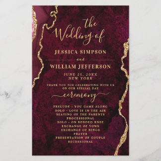 Programa de Ceremonia de Boda de Mármol Dorado de 