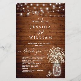 Programa de Ceremonia de Boda de Mason Jar por el