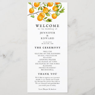 Programa de ceremonia de Boda de Naranjas de cítri