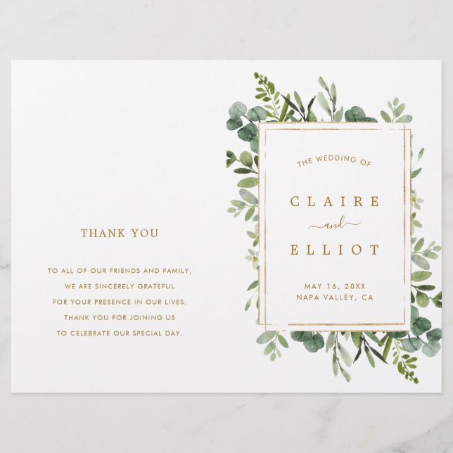 Programa de Ceremonia de Boda de Oro Botánico (Anverso)