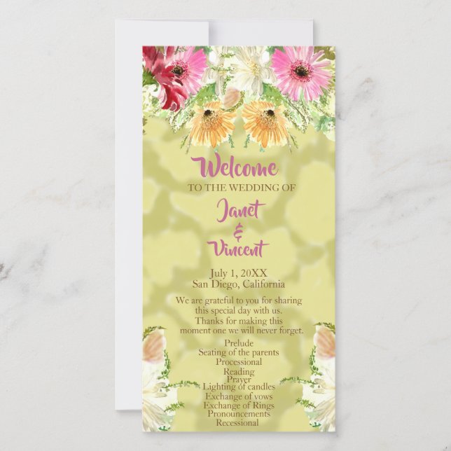 Programa de Ceremonia de Boda de oro de flores sil (Anverso)