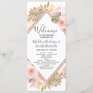 Programa de Ceremonia de Boda de Oro Peach Floral