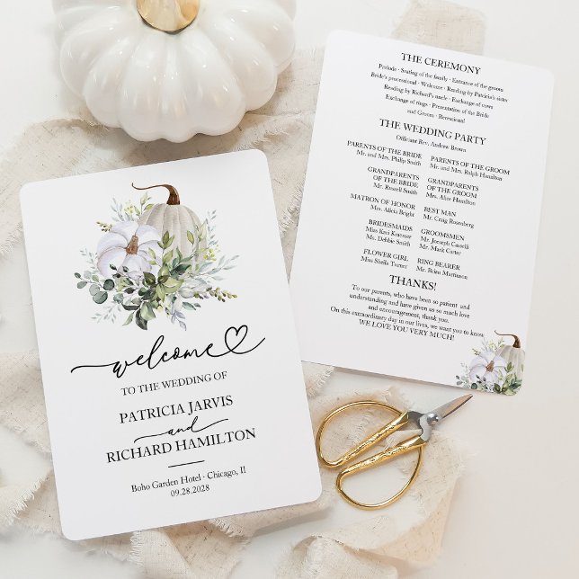 Programa de Ceremonia de Boda de Otoño con Eucalip (Subido por el creador)