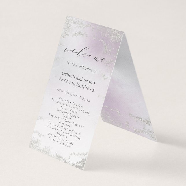 Programa de Ceremonia de Boda de Plata Púrpura y L (Anverso)