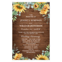 Programa de Ceremonia de Boda de Sunflowers Eucaly