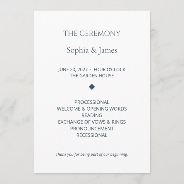 Programa de Ceremonia de Boda Editable Aisle Story (Anverso)