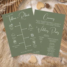 Programa de Ceremonia de Boda Editable Color Verde