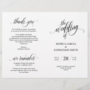 Programa de Ceremonia de Boda, Elegancia Escritura