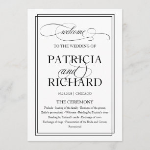 Programa de Ceremonia de Boda Elegante con Letra N