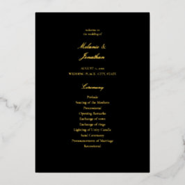 Programa de Ceremonia de Boda Elegante Negro