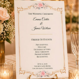 Programa de Ceremonia de Boda Elegante Rosado