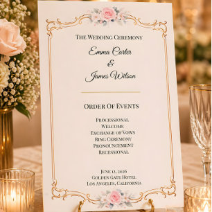 Programa de Ceremonia de Boda Elegante Rosado