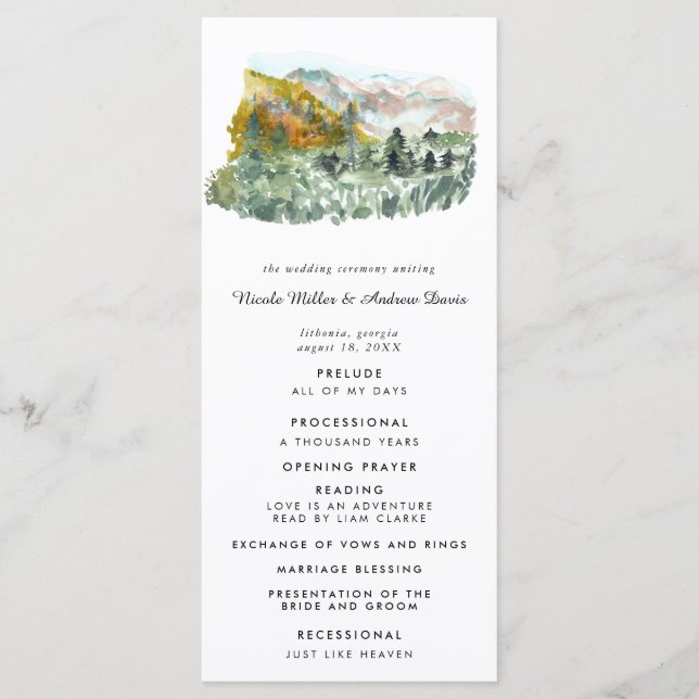 Programa de Ceremonia de Boda en Bosque Otoñal Rús (Anverso)