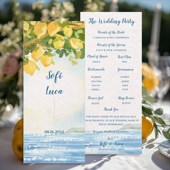 Programa de Ceremonia de Boda en Lemon Grove Coste (Lemon Grove Coastal Wedding Ceremony Program)