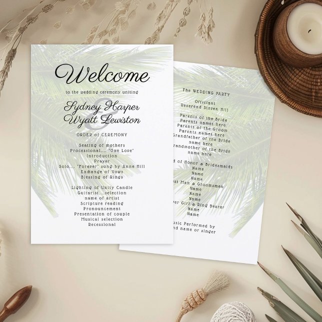 Programa de Ceremonia de Boda en Playa Palm Fronds (Subido por el creador)