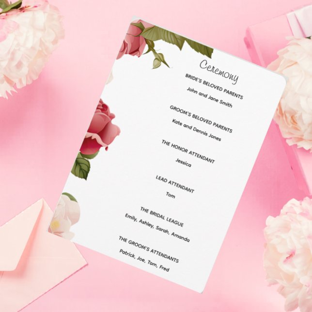 Programa de Ceremonia de Boda Floral Acuarela | Ro (Subido por el creador)