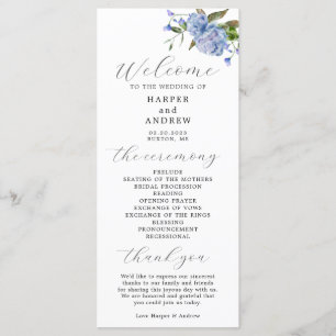 Programa de Ceremonia de Boda Floral Azul