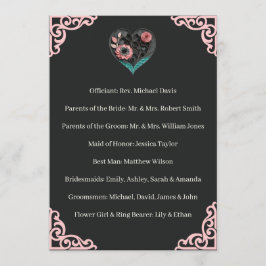 Programa de Ceremonia de Boda Floral Corazón Rosa