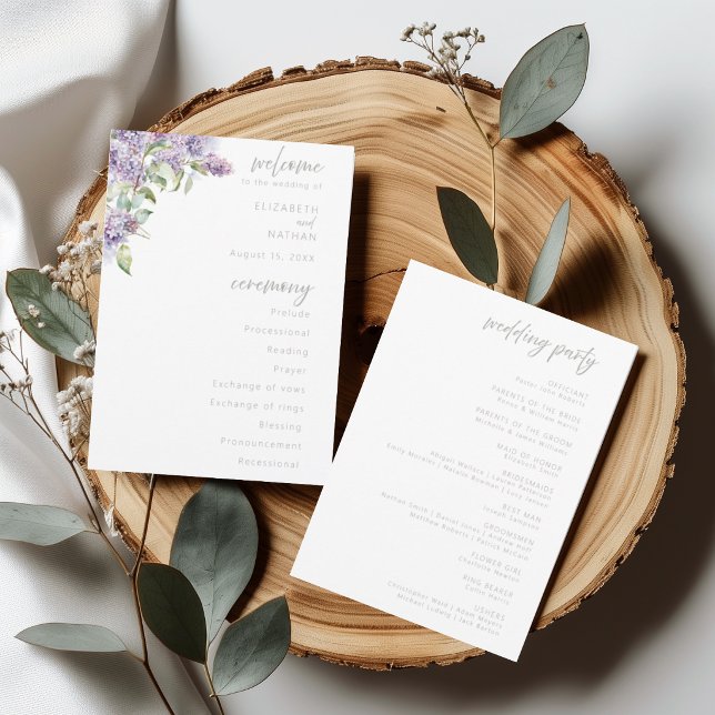 Programa de Ceremonia de Boda Floral de Lila en Ac (Subido por el creador)