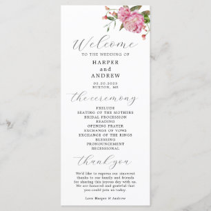 Programa de Ceremonia de Boda Floral Rosa
