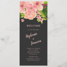 Programa de Ceremonia de Boda Floral Rosa y Peach