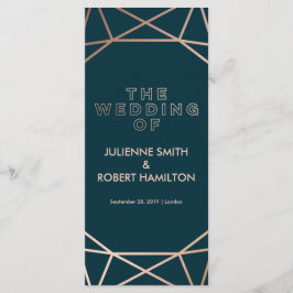 Programa de Ceremonia de Boda Geométrico de Oro Ro