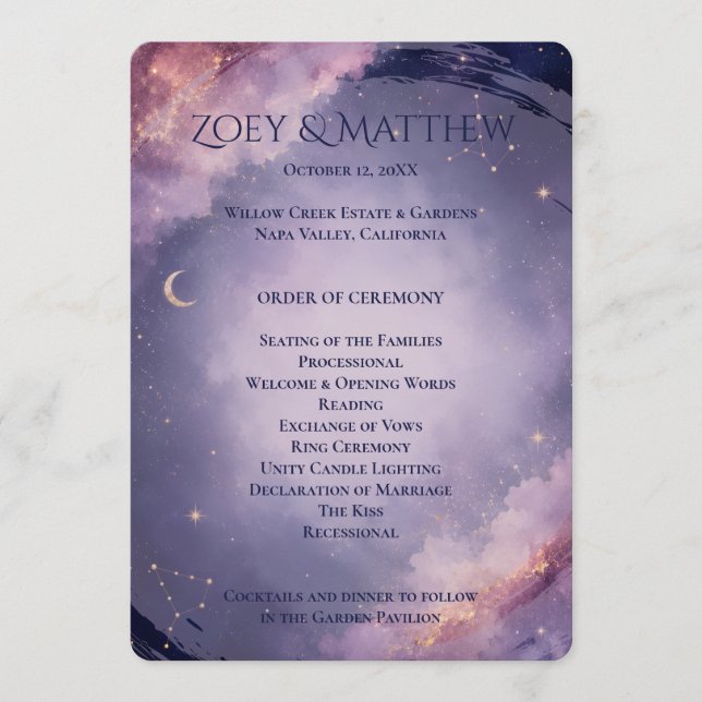 Programa de Ceremonia de Boda Luna Celestial (Anverso)