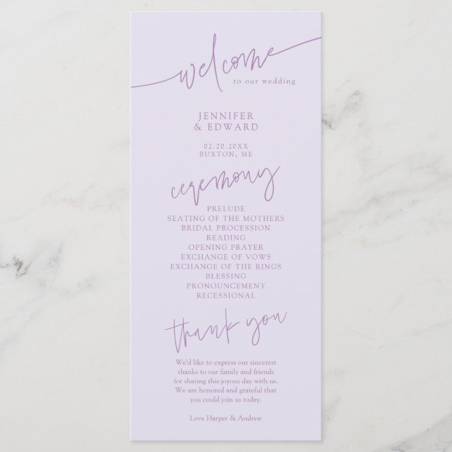 Programa de Ceremonia de Boda Minimalista con Letr (Anverso)