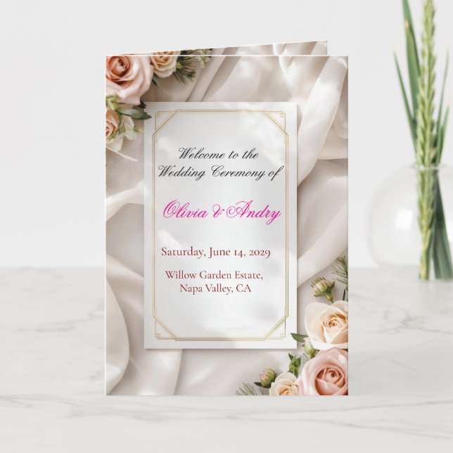 Programa de Ceremonia de Boda Moderna Blush & Bree (Anverso)