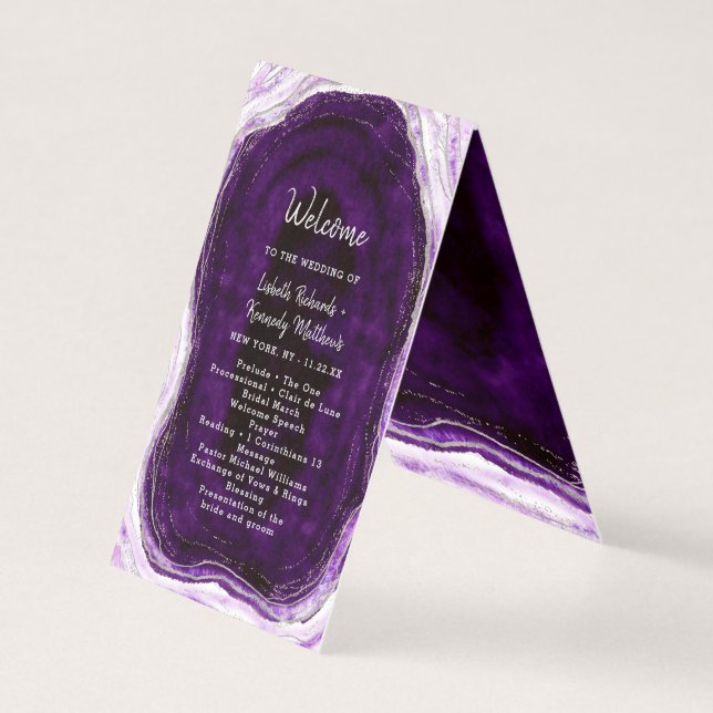 Programa de Ceremonia de Boda Morado Amatista y Pl (Anverso)