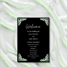 Programa de Ceremonia de Boda Negro Esquina Verde