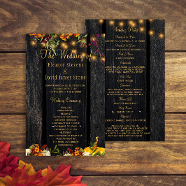 Programa de ceremonia de boda otoñal rústico