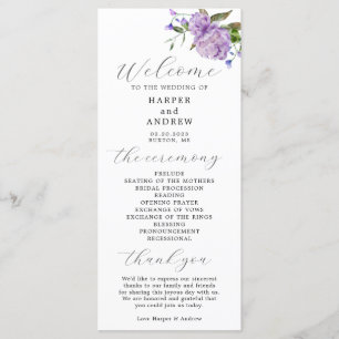 Programa de Ceremonia de Boda Purple Floral