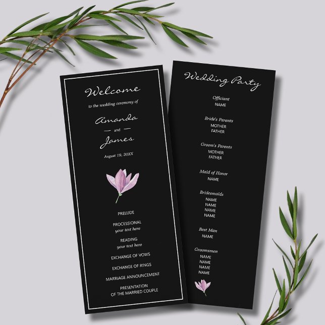 Programa de Ceremonia de Boda Purple Floral (Purple Floral Wedding Ceremony Programs)