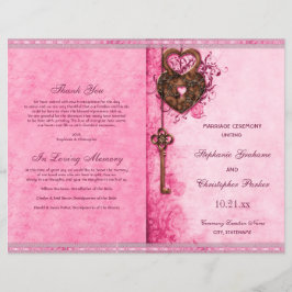 Programa de Ceremonia de Boda rosa de clave de blo