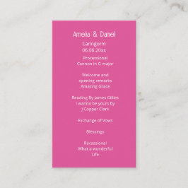 Programa de Ceremonia de Boda Rosa Frambuesa