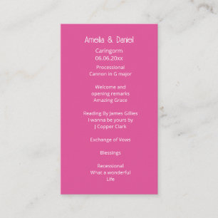 Programa de Ceremonia de Boda Rosa Frambuesa