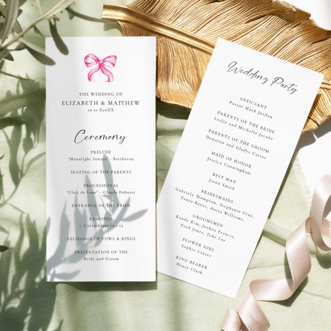 Programa de Ceremonia de Boda Simple Coquette Pink (Subido por el creador)