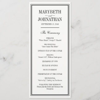 Programa de Ceremonia de Boda Simple y Elegante