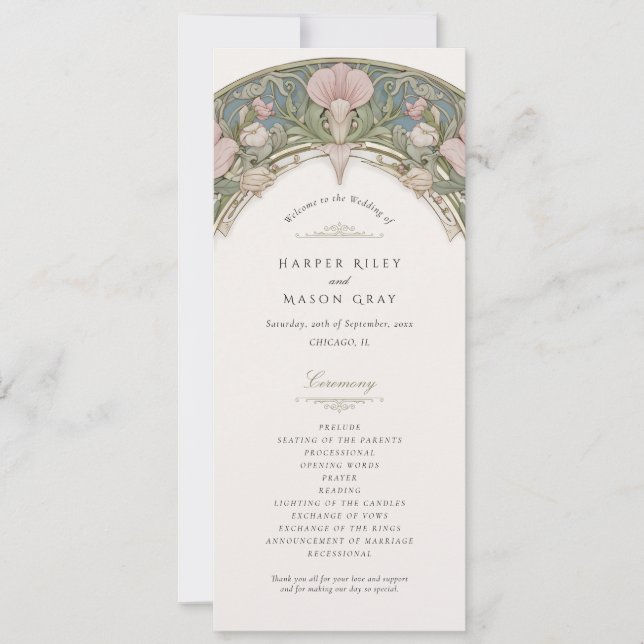 Programa de Ceremonia de Boda Sweet Peas (Anverso)
