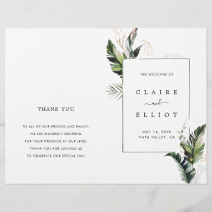 Programa de Ceremonia de Boda Verde Foliage Tropic