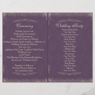 Programa de Ceremonia de Boda Vintage Morado de Be