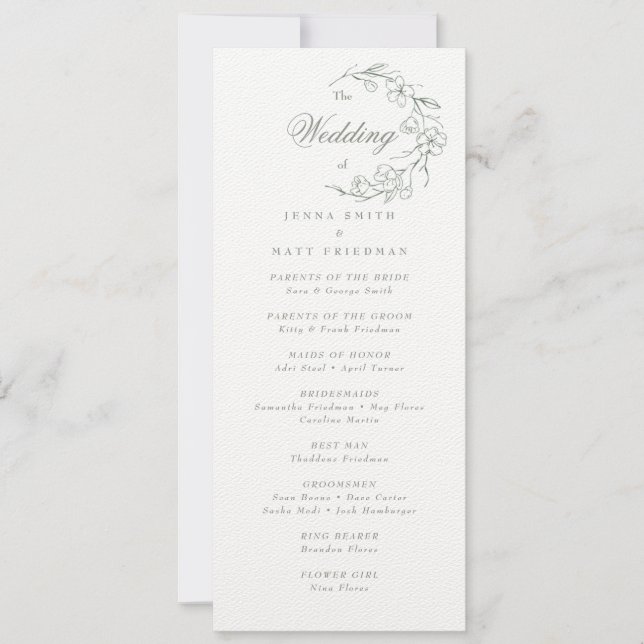 Programa de Ceremonia de bodas (Anverso)