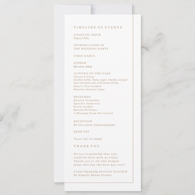 Programa de Ceremonia de bodas (Reverso)