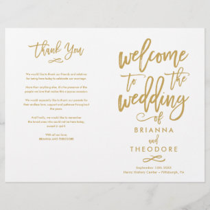 Programa de Ceremonia de Bodas con letras de mano 