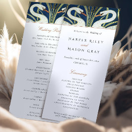 Programa de Ceremonia de Bodas de Cisne Art Deco