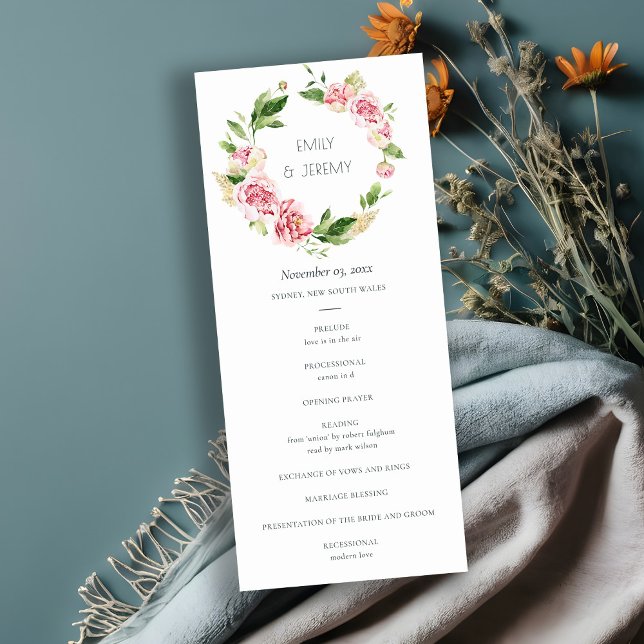 PROGRAMA DE CEREMONIA DE BODAS DE PEONY DE RUBOR S (Subido por el creador)