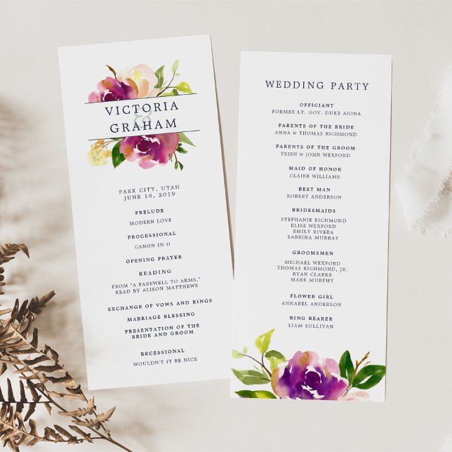 Programa de Ceremonia de Bodas en Bloom Vibrante (Subido por el creador)