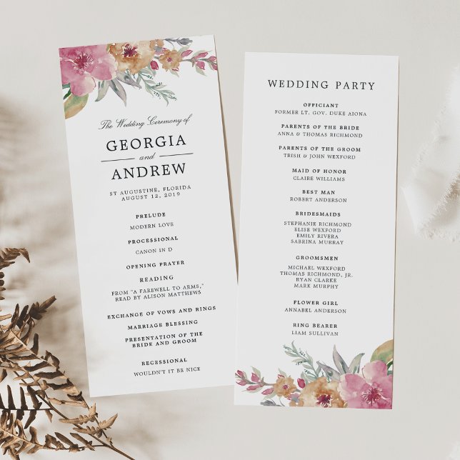 Programa de Ceremonia de Bodas en Blooms Pintados (Subido por el creador)