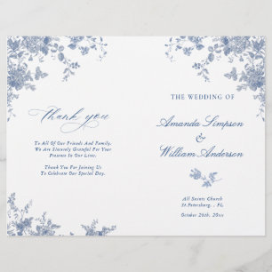 Programa de Ceremonia de Bodas Florales Azules de